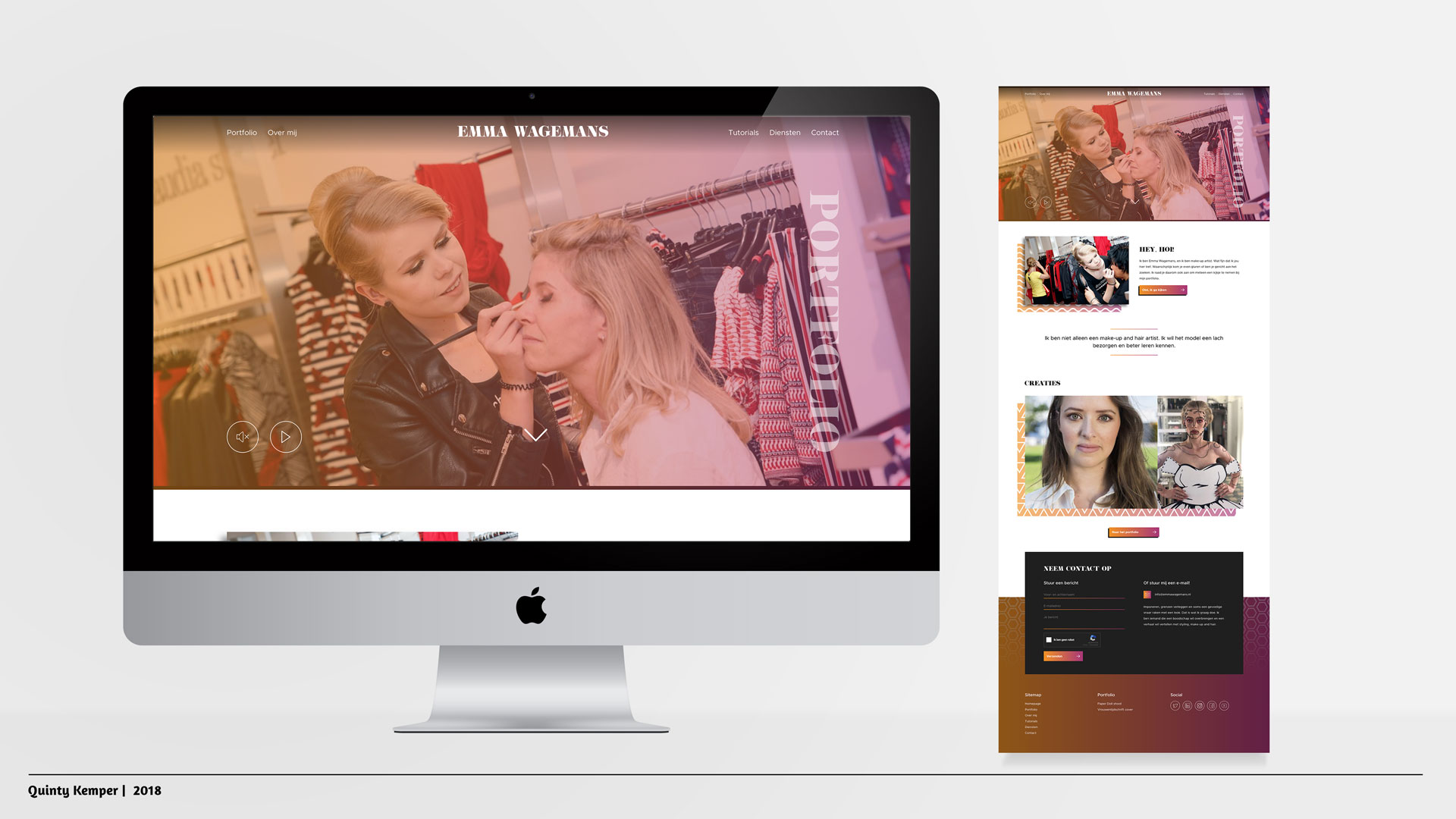 Quinty Kemper Portfolio 2018 Portfolio website Emma Wagemans Home pagina