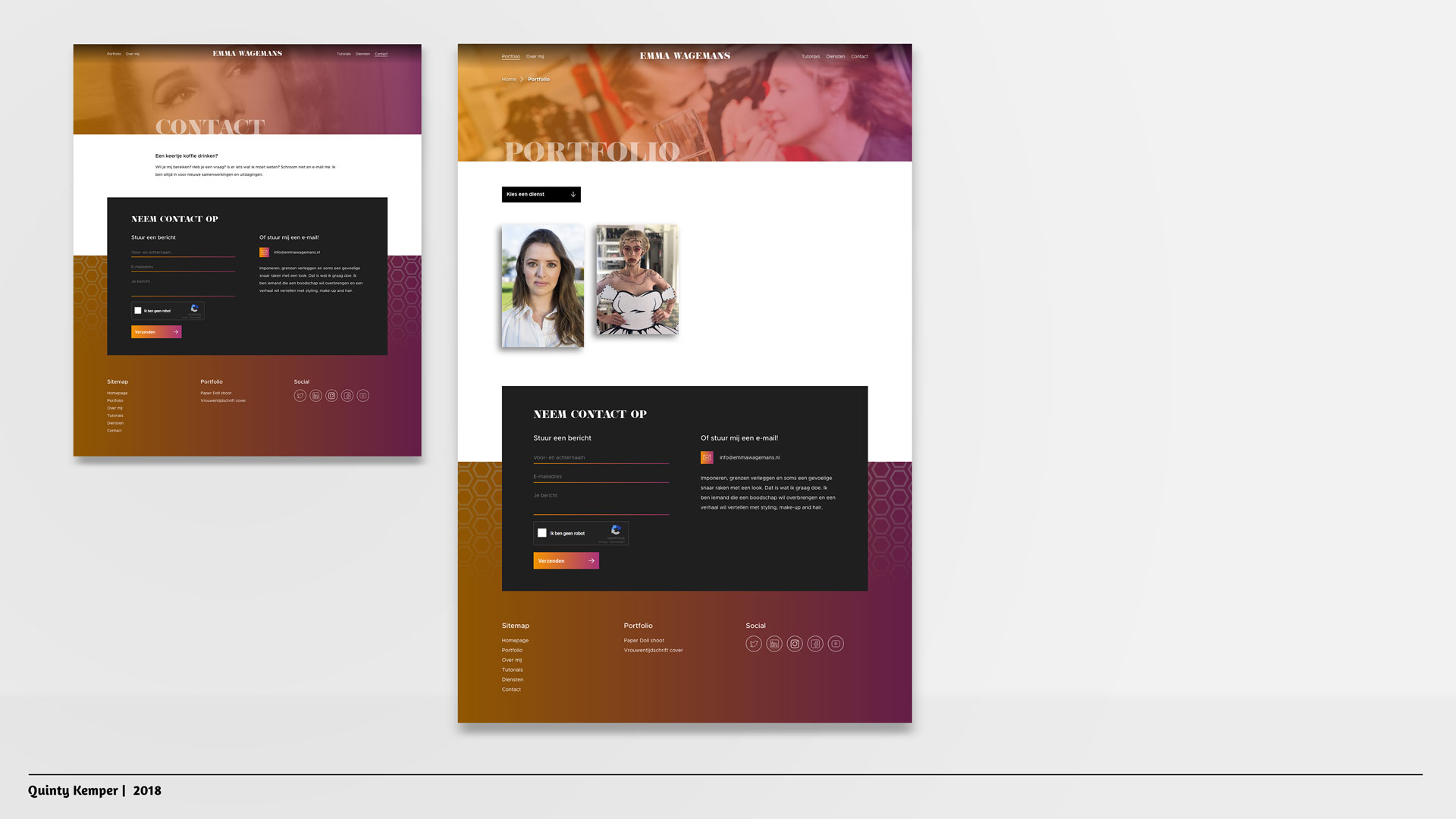 Quinty Kemper Portfolio 2018 Portfolio website Emma Wagemans pagina's